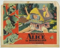 6m030 ALICE IN WONDERLAND LC #3 1951 Disney, great cartoon image of giant Alice in tiny house!