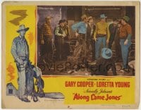 6m034 ALONG CAME JONES LC 1945 Gary Cooper surrounded by bad guys, Norman Rockwell border art!