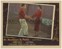 6m037 AMERICAN IN PARIS LC #5 1951 close up of Gene Kelly holding hands with Leslie Caron!