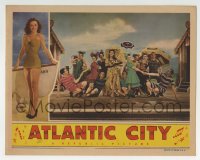 6m043 ATLANTIC CITY LC 1944 Constance Moore performing on beach set with lots of people!