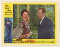 6m053 BAREFOOT CONTESSA LC #3 1954 close up of Humphrey Bogart & sexy Ava Gardner outdoors!