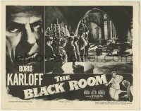 6m077 BLACK ROOM LC R1955 crowd watches creepy Boris Karloff leaning back in chair!