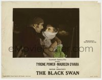 6m079 BLACK SWAN color-glos photolobby 1942 great c/u of Tyrone Power & gagged Maureen O'Hara!