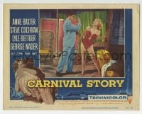 6m128 CARNIVAL STORY LC #2 1954 Anne Baxter in skimpy outfit slapped by angry Steve Cochran!