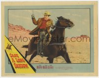 6m135 CAST A LONG SHADOW LC #5 1959 best image of cowboy Audie Murphy with gun drawn on horseback!