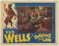 6m253 DEFYING THE LAW LC 1935 cowboy hero Ted Wells & posse beating up a gang of bad guys, rare!