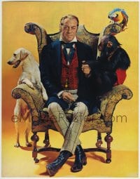 6m291 DOCTOR DOLITTLE color 11x14 still 1967 best portrait of Rex Harrison sitting with his animals!