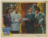 6m331 EASY TO WED LC #5 1946 smiling Esther Williams in fur gets married to Van Johnson in tuxedo!