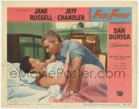 6m386 FOXFIRE LC #2 1955 great close up of sexy Jane Russell in bed with Jeff Chandler!