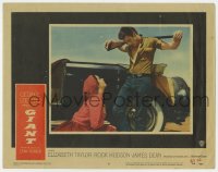 6m407 GIANT LC #6 1956 classic c/u of Liz Taylor kneeling before James Dean w/ rifle on shoulders!