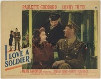 6m488 I LOVE A SOLDIER LC #3 1944 Sonny Tufts in uniform sitting by smiling Paulette Goddard!