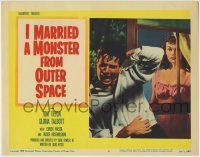 6m489 I MARRIED A MONSTER FROM OUTER SPACE LC #6 1958 Gloria Talbott watches Tom Tryon from window!