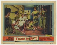 6m493 I WANT TO LIVE LC #5 1958 c/u of sexy Susan Hayward as Barbara Graham in women's prison!