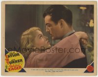 6m530 JOHNNY EAGER LC 1942 super close up of Lana Turner telling Robert Taylor she'll wait for him!