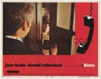 6m562 KLUTE LC #4 1971 great image of Jane Fonda opening the door for Donald Sutherland!