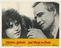 6m574 LAST TANGO IN PARIS LC #6 1973 c/u of smoking Marlon Brando & Maria Schneider, Bertolucci
