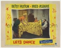 6m590 LET'S DANCE LC #5 1950 Betty Hutton tries to wake up Fred Astaire sleeping in his suit!