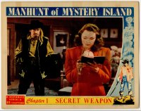 6m638 MANHUNT OF MYSTERY ISLAND chapter 1 LC 1945 Roy Barcroft sneaks up on Linda Stirling!