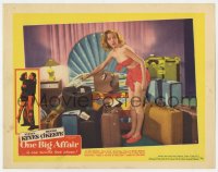 6m703 ONE BIG AFFAIR LC #6 1952 great c/u of sexy Evelyn Keyes in skimpy outfit with luggage!