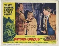 6m746 PSYCHO-CIRCUS LC #1 1967 Christopher Lee pointing gun at Heinz Drach by sexy Suzy Kendall!