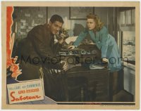 6m780 SABOTEUR LC 1942 Alfred Hitchcock, great c/u of Priscilla Lane with Robert Cummings on phone!
