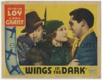 6m978 WINGS IN THE DARK LC 1934 Roscoe Karns eavesdrops on lovers Myrna Loy & Cary Grant!