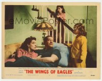 6m979 WINGS OF EAGLES LC #7 1957 John Wayne joins Maureen O'Hara & daughters after flying escapades!