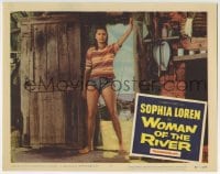 6m984 WOMAN OF THE RIVER LC #7 R1957 full-length close up of super sexy Sophia Loren in shorts!