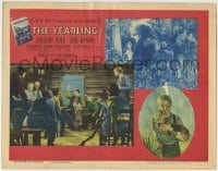 6m990 YEARLING LC #8 1946 Claude Jarman Jr. & others listen to Gregory Peck with dog in his lap!