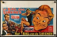 6p212 BATHING BEAUTY Belgian R1960s wacky art of Red Skelton & sexy smiling Esther Williams!