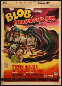 6p215 BLOB Belgian 1958 Steve McQueen, different art of the indescribable & indestructible monster