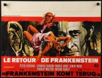 6p235 FRANKENSTEIN MUST BE DESTROYED Belgian 1970 Ray artwork of Peter Cushing, monster & sexy girl