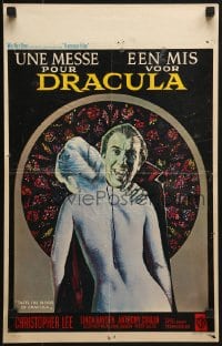 6p268 TASTE THE BLOOD OF DRACULA Belgian 1970 different wacky art of vampire Christopher Lee!