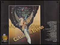 6p579 CLASH OF THE TITANS British quad 1981 Harryhausen, great fantasy art by Roger Huyssen!