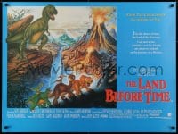 6p621 LAND BEFORE TIME British quad 1989 Steven Spielberg, George Lucas, Don Bluth, dinosaur cartoon!
