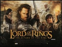 6p624 LORD OF THE RINGS: THE RETURN OF THE KING British quad 2003 Peter Jackson, cool cast montage art!