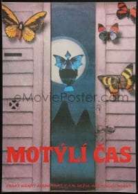6p176 FLYING SNEAKER Czech 12x17 1990 Bretislav Pojar's Motyli Cas, artwork by Bretislav Pojar!