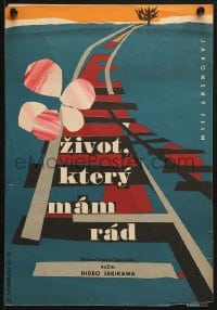 6p194 OINARU TABIJI Czech 11x16 1960 great railroad train artwork by Vera Novakova!