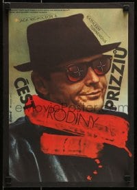 6p198 PRIZZI'S HONOR Czech 12x17 1986 cool different art of Jack Nicholson by Zdenek Ziegler!