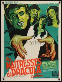 6p365 BRIDES OF DRACULA French 24x32 R1960s Terence Fisher, Hammer, different art by Koutachy!