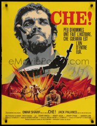 6p366 CHE French 23x30 1969 cool different Grinsson art of Omar Sharif as Guevara!