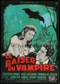 6p385 KISS OF THE VAMPIRE French 23x32 1963 different art of devil bat & female vampire attacking!