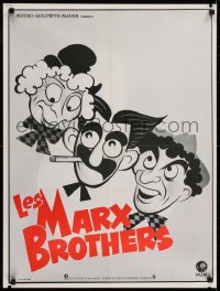6p388 LES MARX BROTHERS French 24x31 1970s Hirschfeld-like art, Groucho, Chico, Harpo!