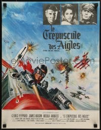 6p410 BLUE MAX French 17x22 1966 Boris Grinsson art of WWI fighter pilot George Peppard in airplane