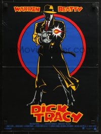 6p415 DICK TRACY French 16x21 1990 cool art of Warren Beatty as Chester Gould's classic detective!