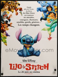 6p428 LILO & STITCH advance French 16x21 2002 Disney Hawaiian cartoon, Stitch wearing a collar!