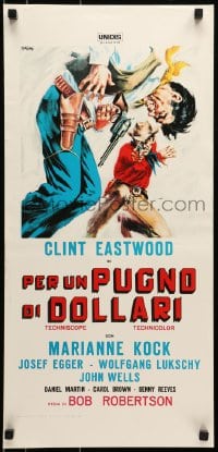 6p486 FISTFUL OF DOLLARS Italian locandina R1970s different artwork of generic cowboy by Symeoni!