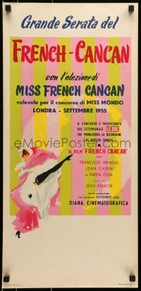 6p490 FRENCH CANCAN Italian locandina 1955 best art of Moulin Rouge showgirl by Ercole Brini!