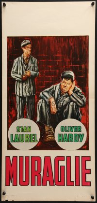 6p528 PARDON US Italian locandina R1972 great art of convicts Stan Laurel & Oliver Hardy!