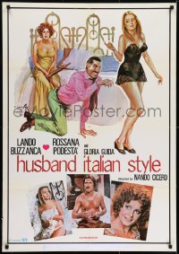 6p082 HUSBAND ITALIAN STYLE Lebanese 1978 wacky Ciriello art of Lando Buzzanca & Rossana Podesta!